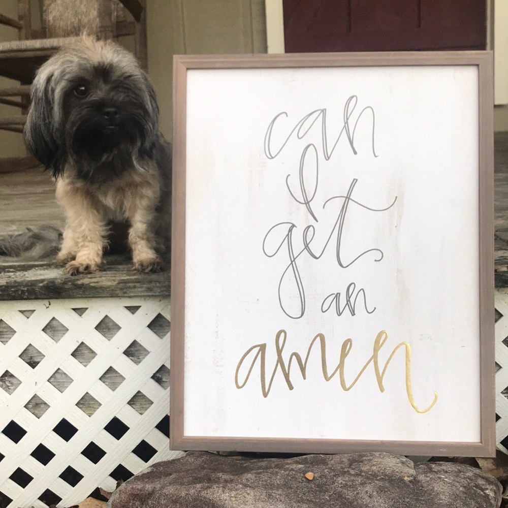 “Can I get an amen” wall decor piece